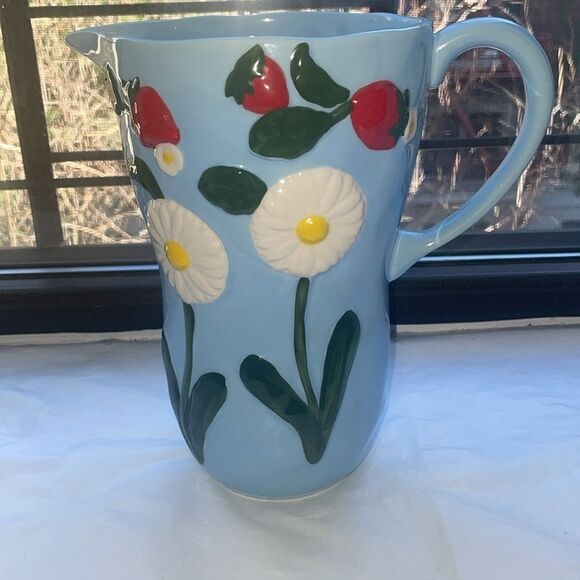 ❤️Floral Blue Ceramic Pitcher - Picture 7 of 11